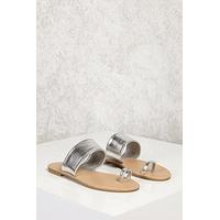 Metallic Faux Leather Sandals