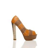 Metal Shimmer Stripey Thick Heel Shoes