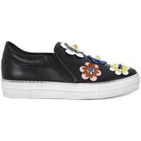 meline go vitello black womens slip ons shoes in multicolour