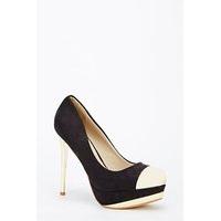 Metal Toe Suedette Heels