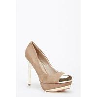 Metal Toe Suedette Heels