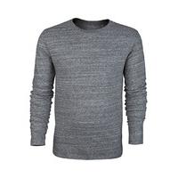 Mens Organic Slub Jersey Round Neck Long Sleeve T-Shirt - Steel