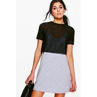 mesh 2 in 1 dress grey