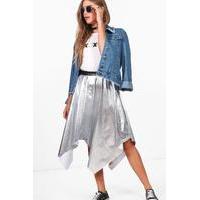 Metallic Asymmetric Skirt - silver