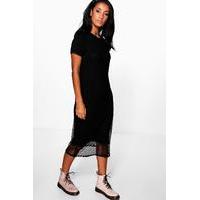 Mesh 2 in 1 Slip Dress - black