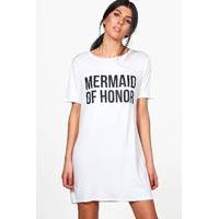 Mermaid Of Honor T-Shirt Dress - white