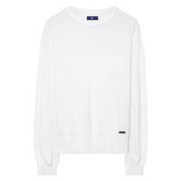 Mesh Textured Crewneck Jumper - White