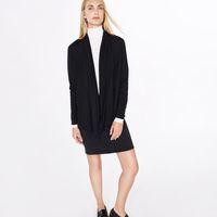 merino wool open cardigan black