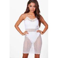 Mesh with Bodysuit Bodycon Dress - ivory