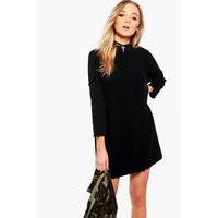 Mesh Shoulder Sweat Dress - black