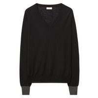 Merino Wool V-neck Jumper - Black