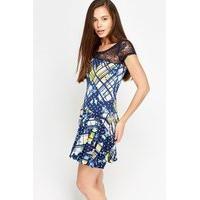 Mesh Insert Floral Swing Dress