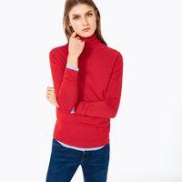 merino wool turtleneck jumper clear red