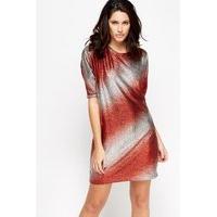 metallic shift dress