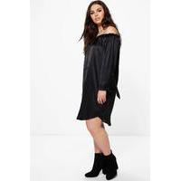 Melissa Satin Button Through Dress - black