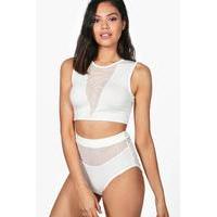 Mesh Cut Out Hotpant Co-ord Set - ivory