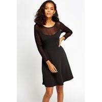 Mesh Bodice Swing Dress