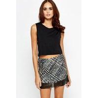 Metallic Hem Mini Skirt