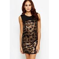 metallic sequin shift dress