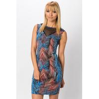 Mesh Insert Graphic Dress