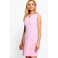 metal v neck shift dress pink