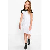 Metallic Crinkle T Shirt Dress - silver