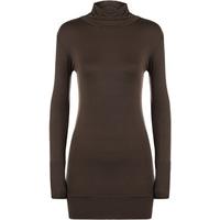 melanie turtle neck long top dark brown