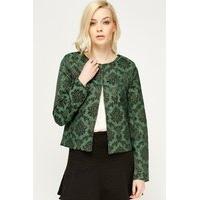 metallic insert jacquard cropped blazer