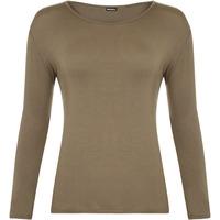 Megan Basic Long Sleeve Round Neck Top - Mocha