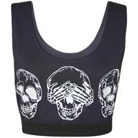 Meagan Skull Print Cropped Vest Top - Navy Blue