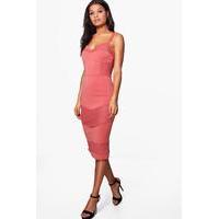 Mesh Insert Bodycon Dress - rose