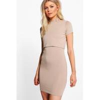 Melanie Turtleneck Double Layer Dress - stone