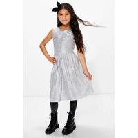 Metallic Contrast Party Dress - silver