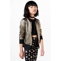 Metallic Quilted Bomber Jacket - gold