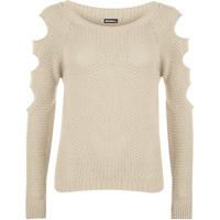 Melinda Cut Out Sleeve Jumper - Stone