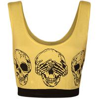 meagan skull print cropped vest top yellow