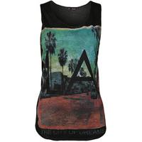 Mercedes LA Print Vest Top - Black