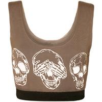 meagan skull print cropped vest top mocha