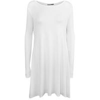 Megan Plain Long Sleeve Swing Top - White