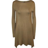 Megan Plain Long Sleeve Swing Top - Mocha