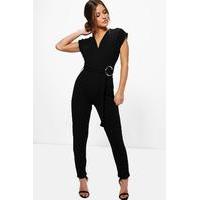 Melissa O-Ring Detail Belted Jumpsuit - black