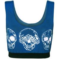 meagan skull print cropped vest top royal blue