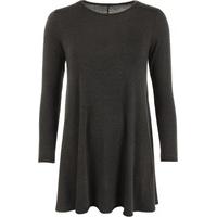 Megan Plain Long Sleeve Swing Top - Dark Grey