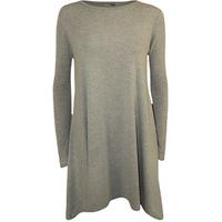 Megan Plain Long Sleeve Swing Top - Light Grey