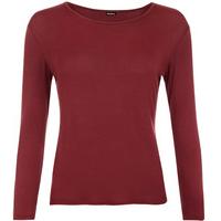 megan basic long sleeve round neck top wine