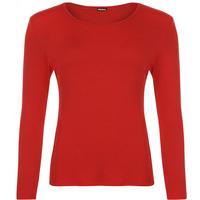 Megan Basic Long Sleeve Round Neck Top - Red