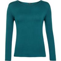 megan basic long sleeve round neck top teal