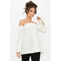 Megan McKenna White Bardot Smocked Top