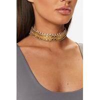 Megan McKenna Gold Diamante PU Choker Necklace