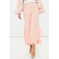 Megan Mckenna Peach Flared Frill Hem Trousers